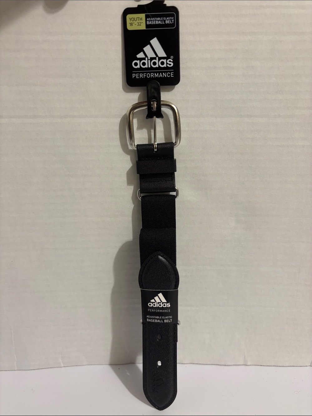adidas Black Elastic Performance‎ Baseball Belt with Silver Buckle